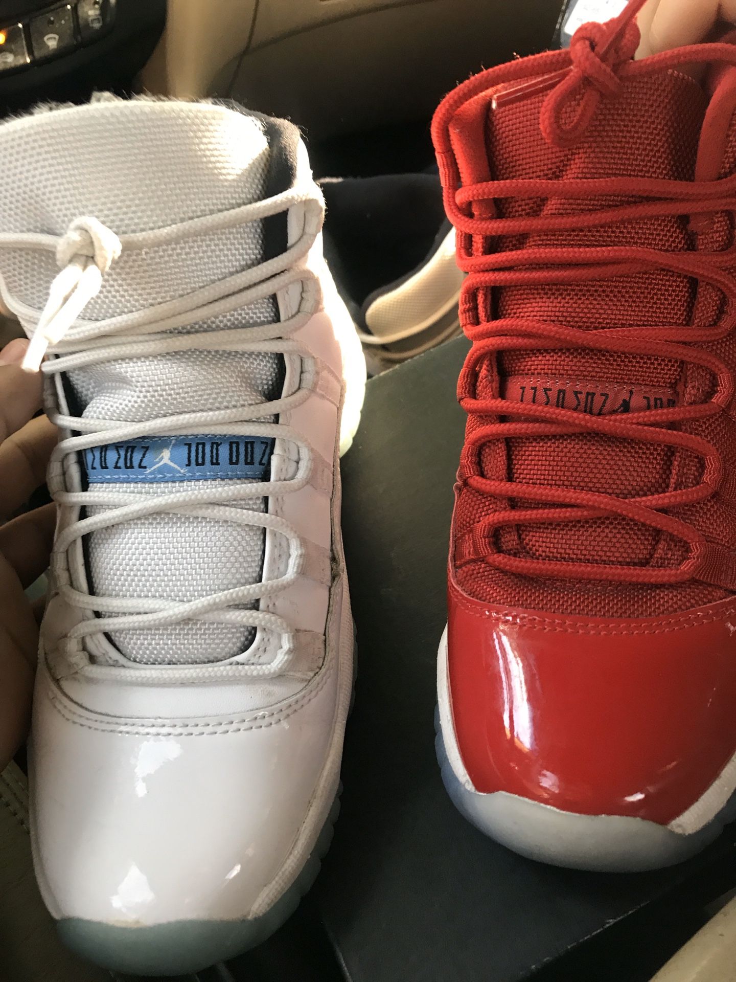 Legend blue 11s size 4.5y gym red 11s size 5