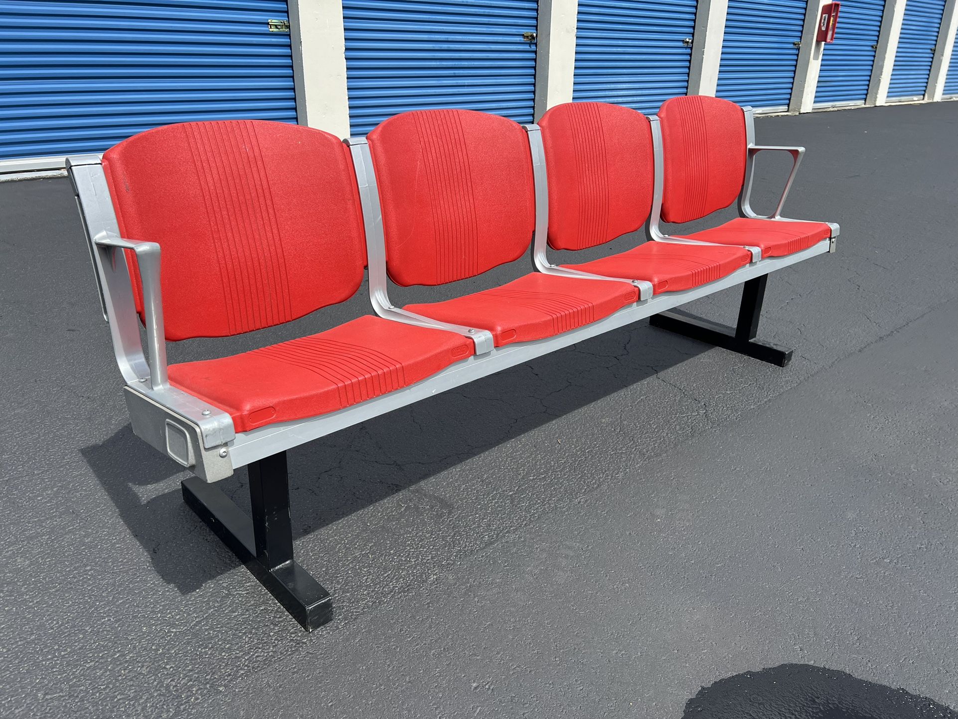 Beam Sitting 4 Red Plastic Seats , Bench Seats, for Bar, Restaurant , office, clinic