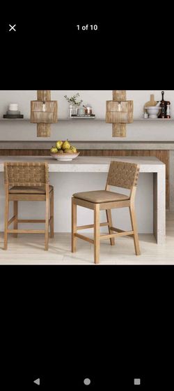 New in box
Nathan James Cohen Mid-Century Modern Suede Bar Stool, Counter Height Chair in Solid Wood Frame with Footrest and Woven Suede Back for Kitc