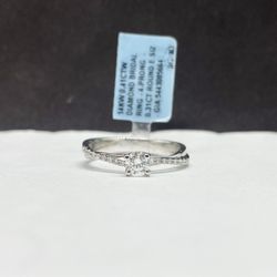 14k solid white gold engagement ring with .31 ct diamond