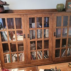 Stickley Mission Oak Triple Bookcase – Glass Doors 
