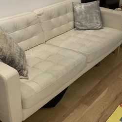 White Mid Century Modern Sofa