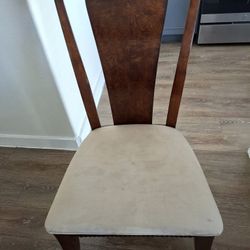 4 Wooden Upholstered Chairs