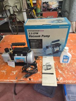Pittsburgh automotive 2.5 CFM vacuum pump near new used twice just retired mechanic no longer need $70
