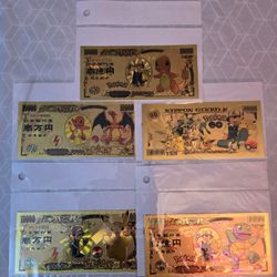 24k Gold Plated Chamander Evolutions Pokemon Banknote