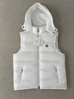 Moncler White Hooded Puffer Vest
