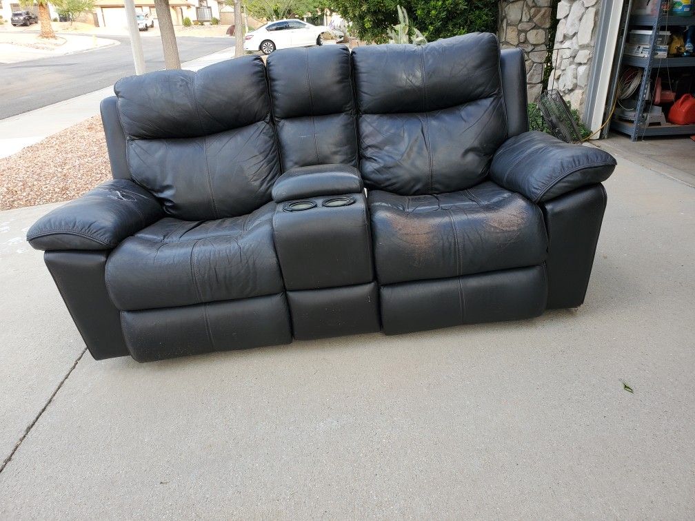 Power Leather Reclining Loveseat