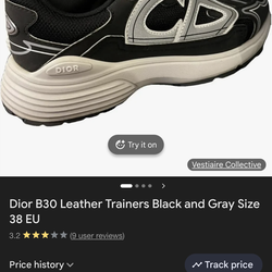 Dior b30 leather trainers black and gray size