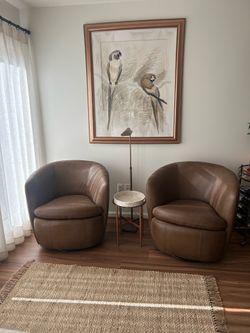 2 Brown  Faux Leather  Swivel Chairs