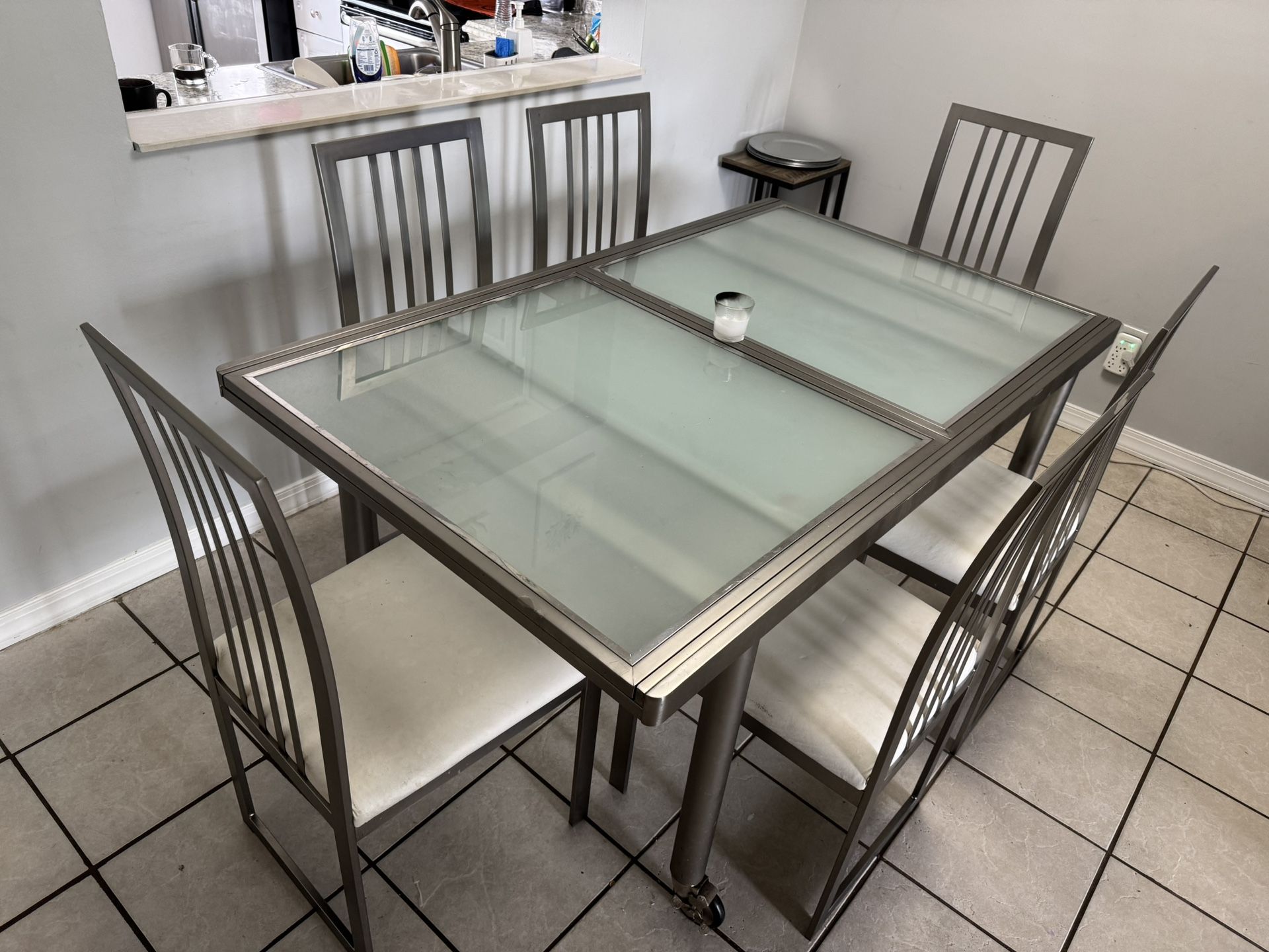 Glass Extending Dinning Room Table 6 8 Seater
