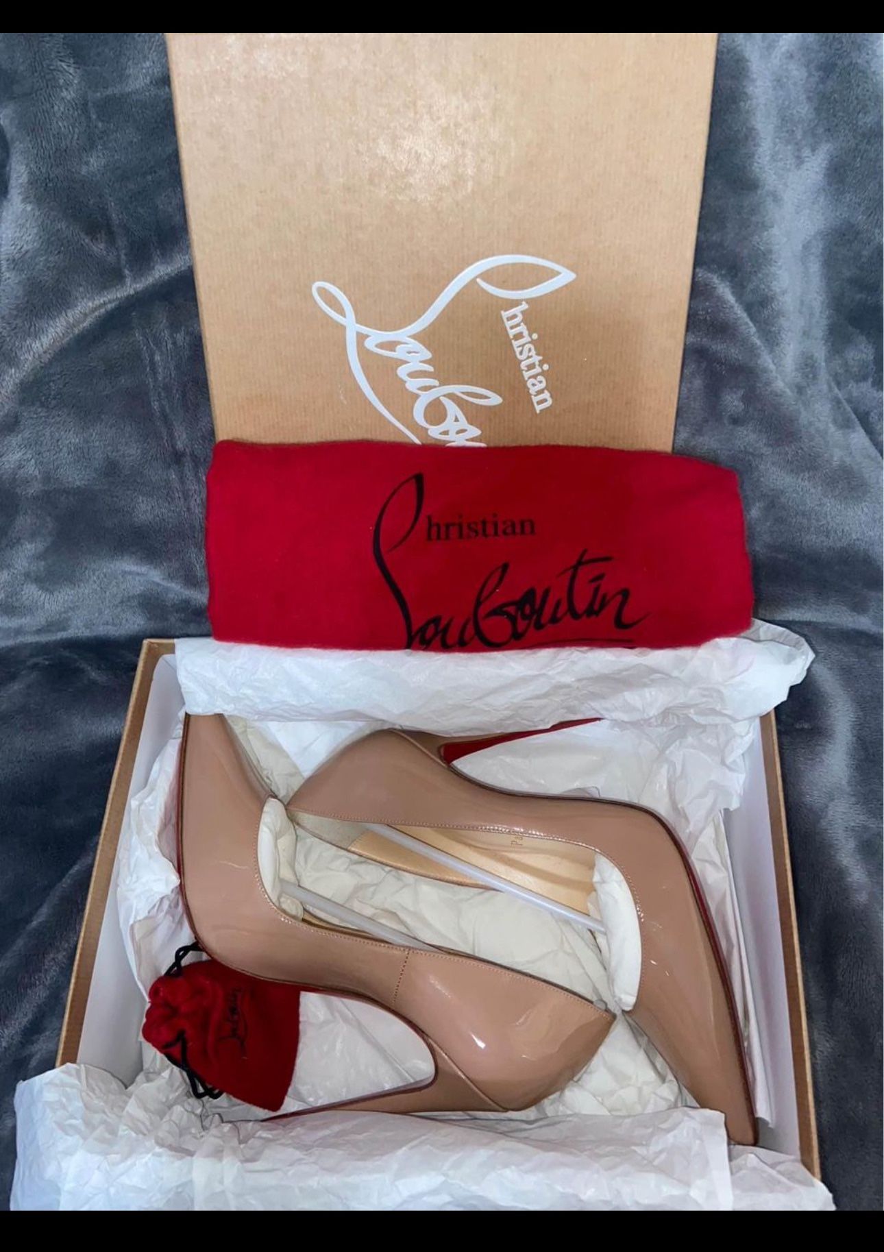 Christian Louboutin Nude So Kate 120 Patent Leather Pumps