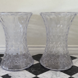Pair of Clear Acrylic Stools / Side Tables
