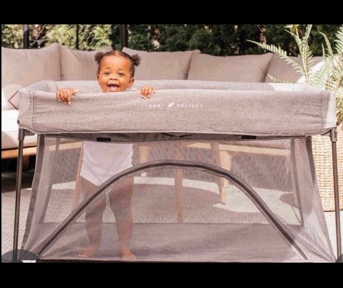 Baby Delight Go With Me Nod Deluxe Portable Crib & Playard, Charcoal Tweed Open box item INVENTORY NUMBER: 9379 ** bundle items to save on shippin