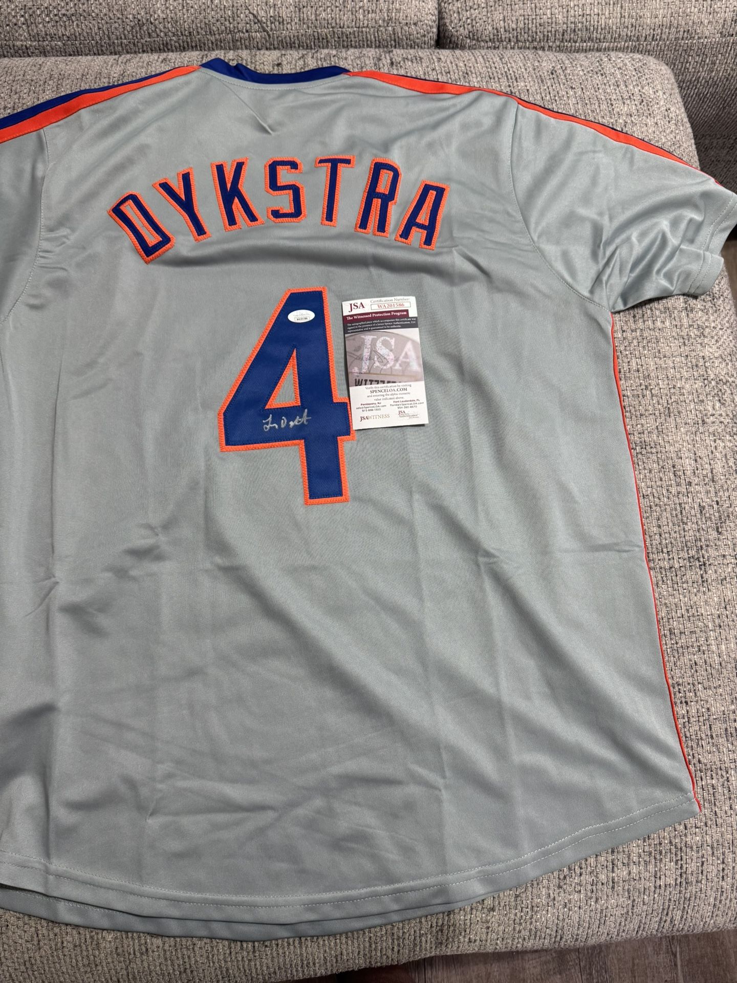 Lenny Dykstra Signed Autograph Custom Jersey - JSA Coa - New York Mets