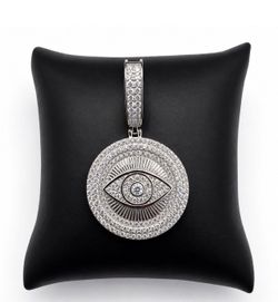 925 Sterling Silver 3.20CT MOISSANITE Evil Eye Men’s Pendant