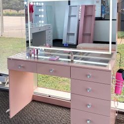 New Pink Led Vanity W Bluetooth 