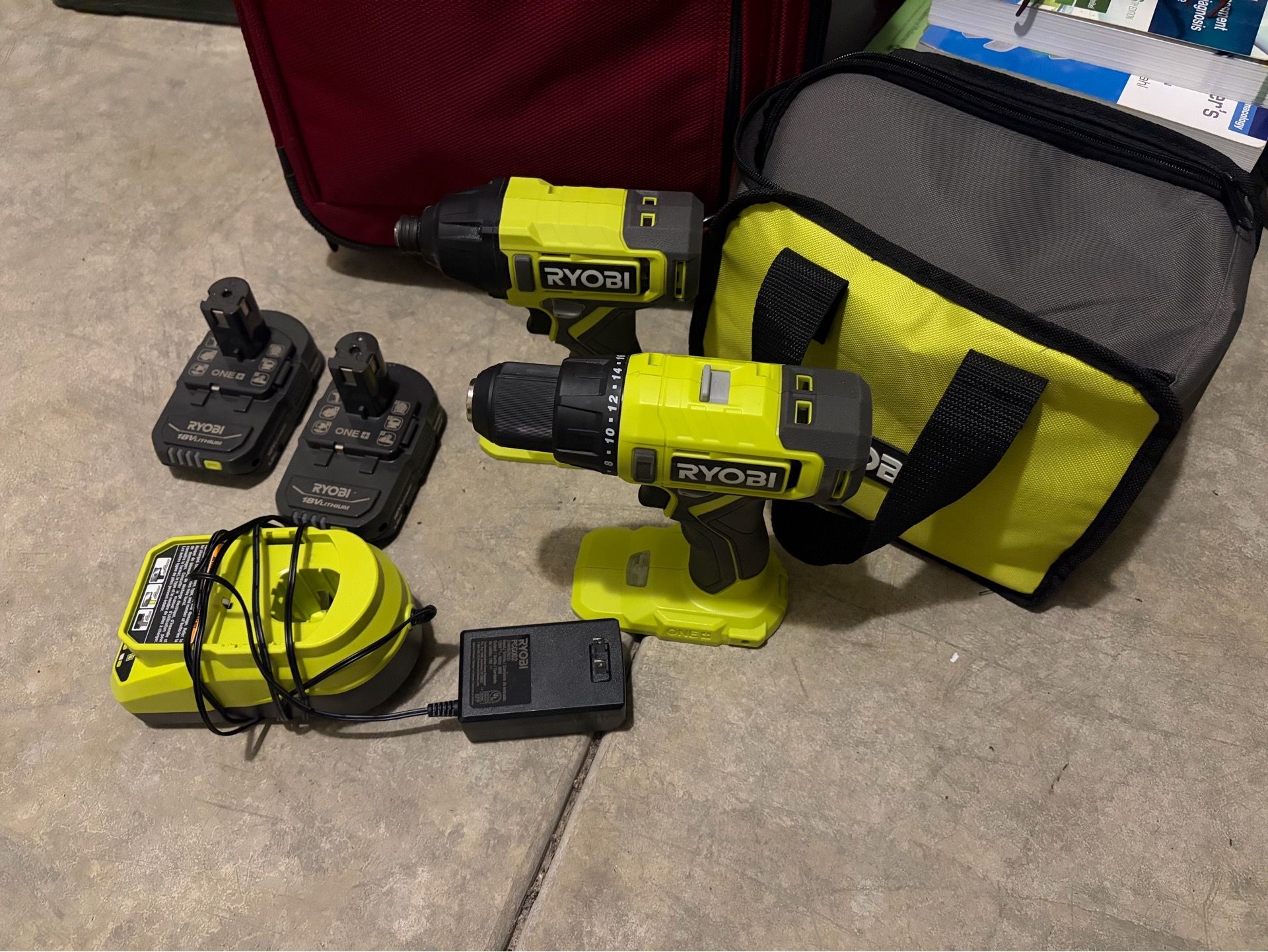Ryobi ONE+ 18V Cordless Combo Kit Drill + Impact 2 1.5 Ah Batteries Charger