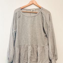 Anthropologie In Loom Gray Peplum Sweatshirt