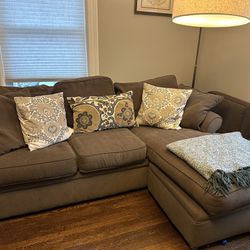 Brown Boston interiors Couch With Ottoman