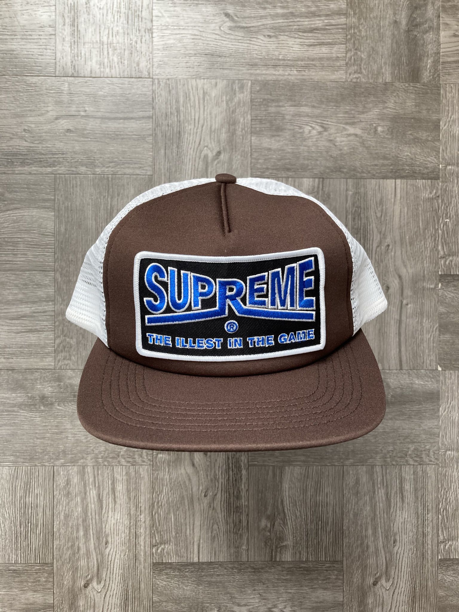 Supreme Illest Mesh Back 5-Panel Brown Trucker Hat for Sale