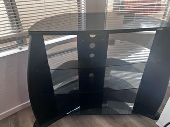 Black wood and glass Shelf / TV stand / Entertainment center