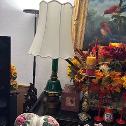 Antique Green Glass Lamp 