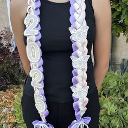 Purple and Pink Graduation Ribbon Lei