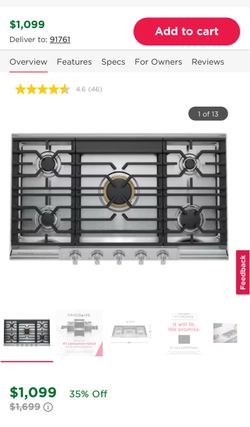 New in box Frigidaire Professional 36" Gas Cooktop with PowerPlus