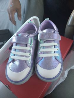 Girls Iridescent Purple Sneakers with Velcro Strap