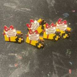 Original Vintage 1980s Pin Badge Disney Mickey Happy Birthday Enamel RARE $2 