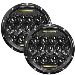 7 Inch Led Headlight Round H6024 Led Headlight DOT Approved Hi/Lo Beam DRL Black Headlights Compatible With Jeep Wrangler JK JKU TJ LJ CJ Compatible W