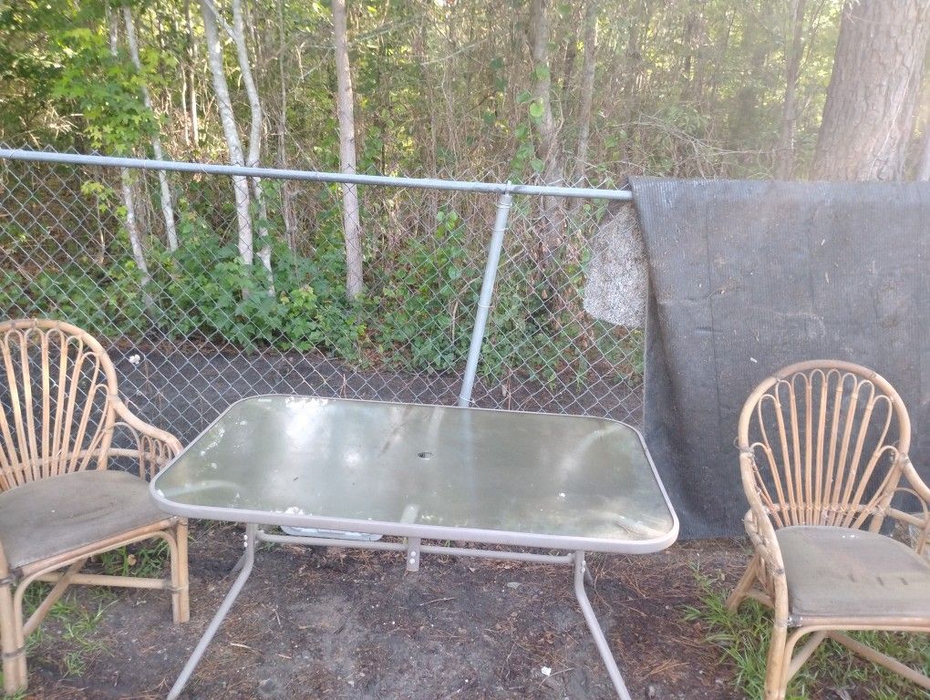 Coastal Rattan Chairs And Table