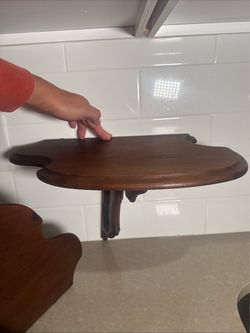 Two Dark Wood Decorative Wall Shelf