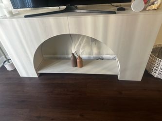 Cream TV Stand with Arch Open Shelf