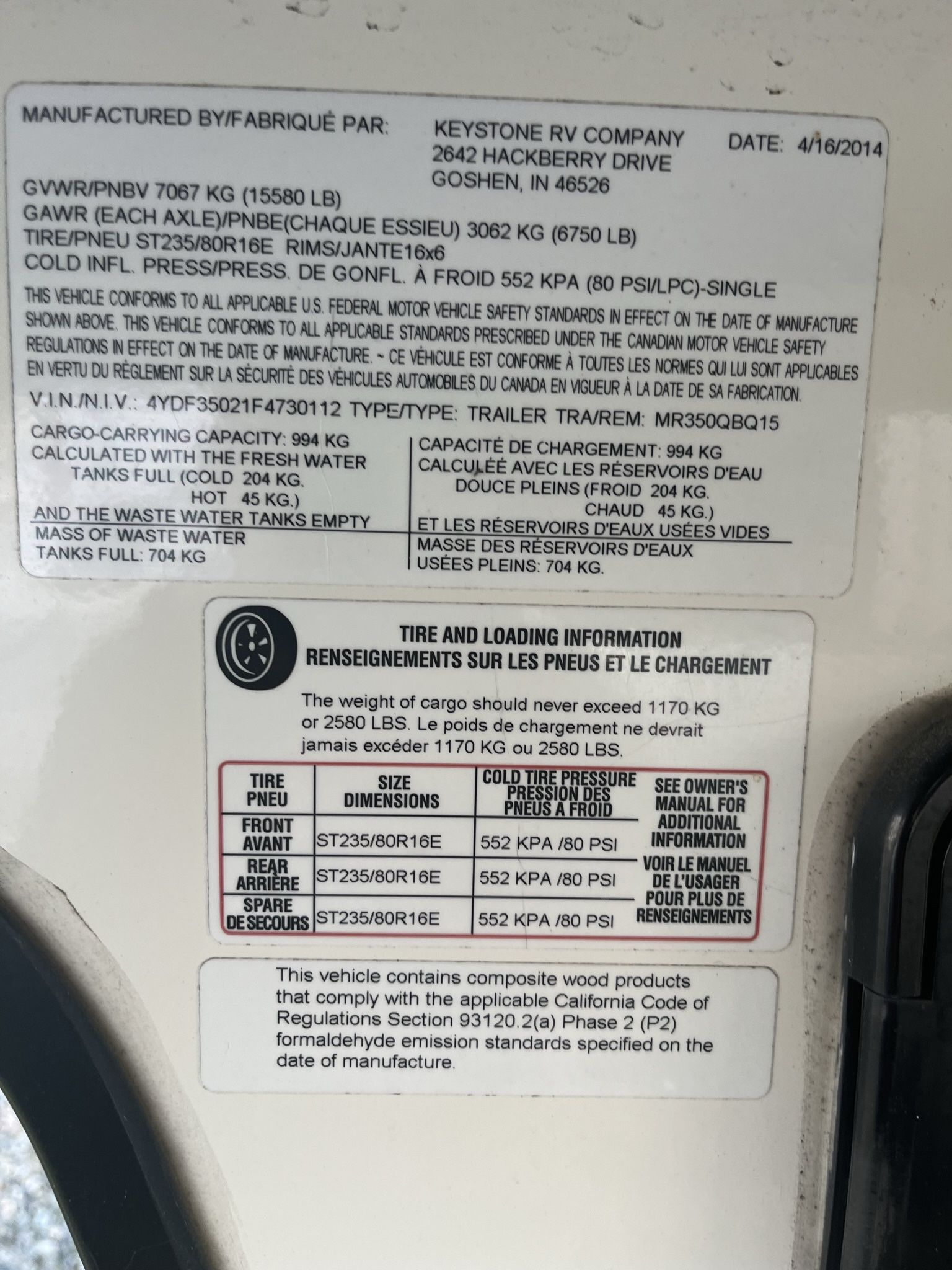 2015 RV Keystone Mont350QBQ