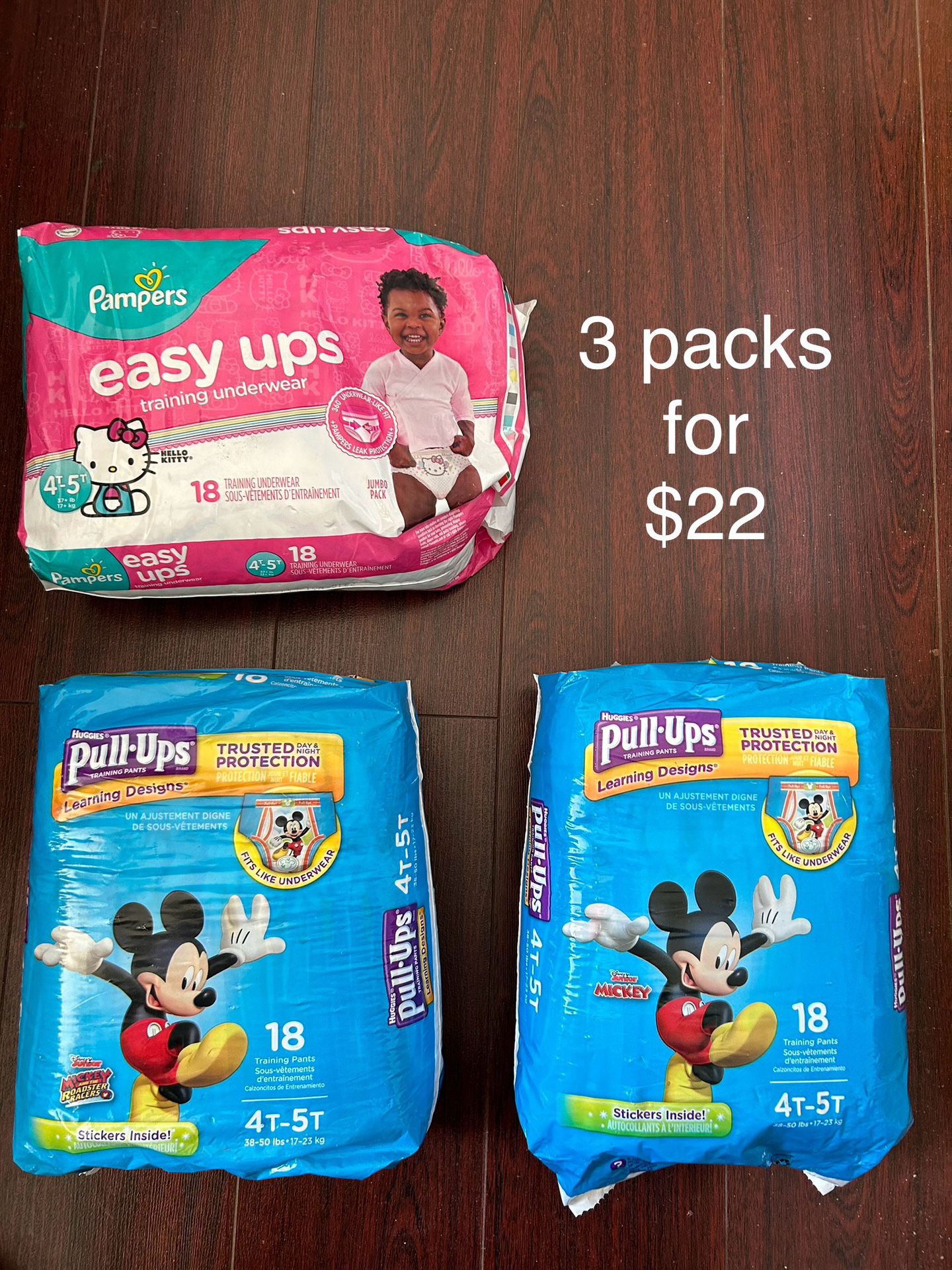 3 Packs Huggies/ Pampers Diapers 3 Packs For $22