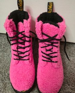 Dr. Martens Pink Sherpa Lace-Up Boots