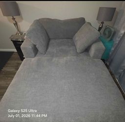 Oversized Grey Upholstered Chaise Lounge