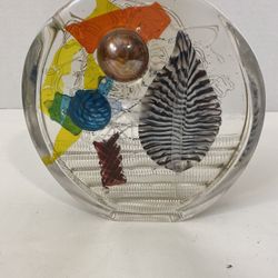 Fused Glass Art Deco Large Tabletop Art Paperweight; 8” Tall