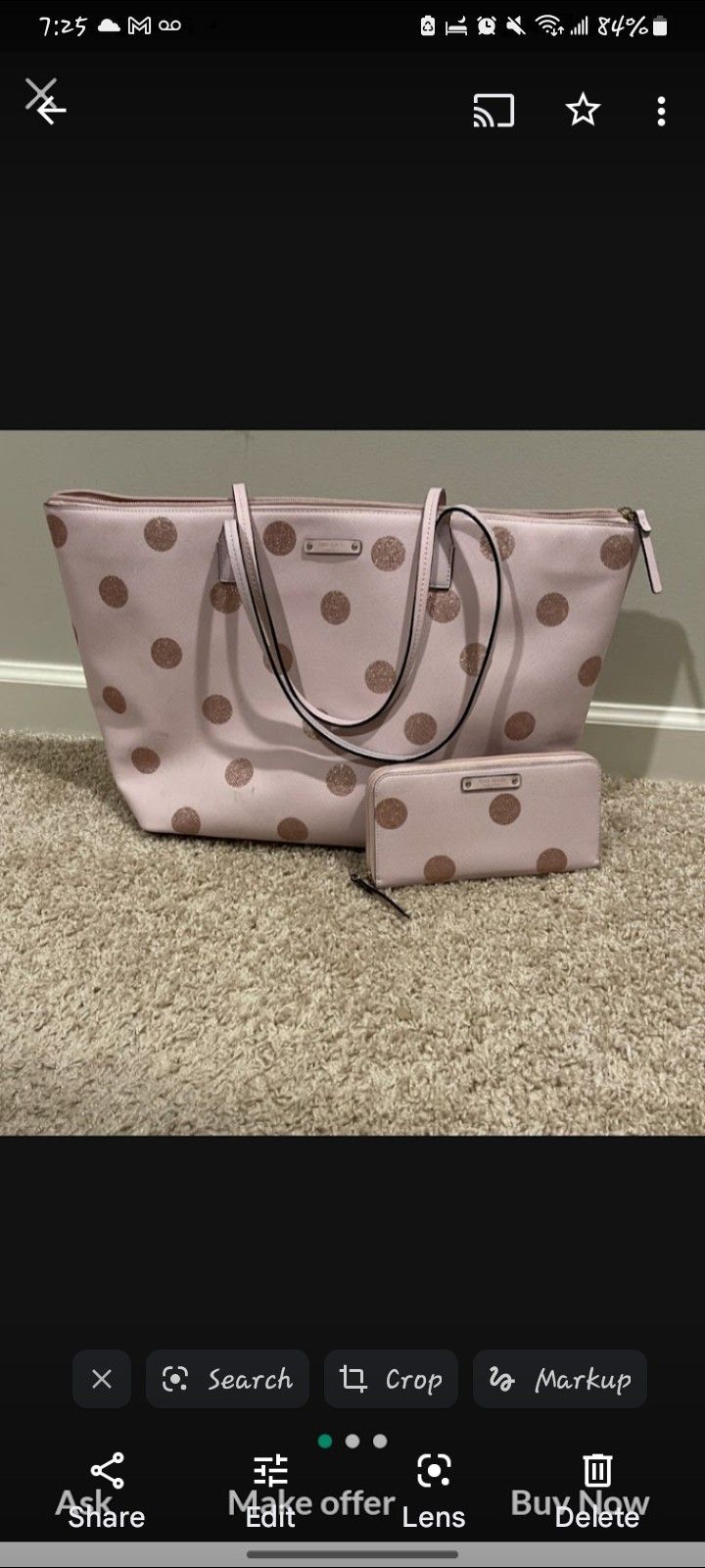 KATE SPADE Pink polka dot purse