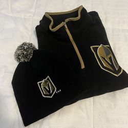 Golden Knights half zip fleece and Beanie 