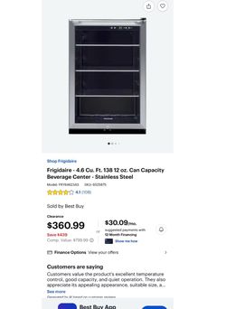 Frigidair 22” Freestanding Wine Cooler with 42-Bottle Capacity