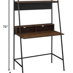 Modern 72" Ladder Desk with Shelves & Built-in Cubbies