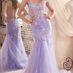 New With Tags Lilac Corset Bodice Long Formal Dress & Prom Dress $255