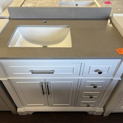 36 In. Single Sink Bathroom Vanity With Dark Gray Top 