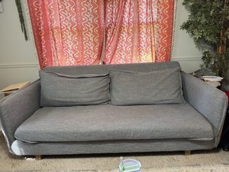 Gray Fabric and wood accent Sofa