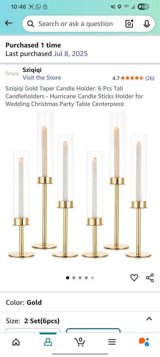 Gold Taper Candle Holders (6)