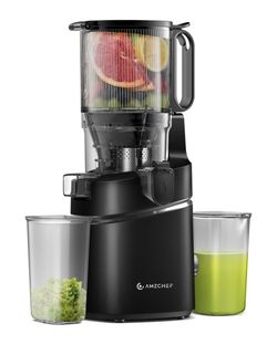AMZCHEF 5.3 Inch Masticating Juicer, 1.8 litre Cold Press Juicer Machines, BPA Free, Triple Filter, 250W