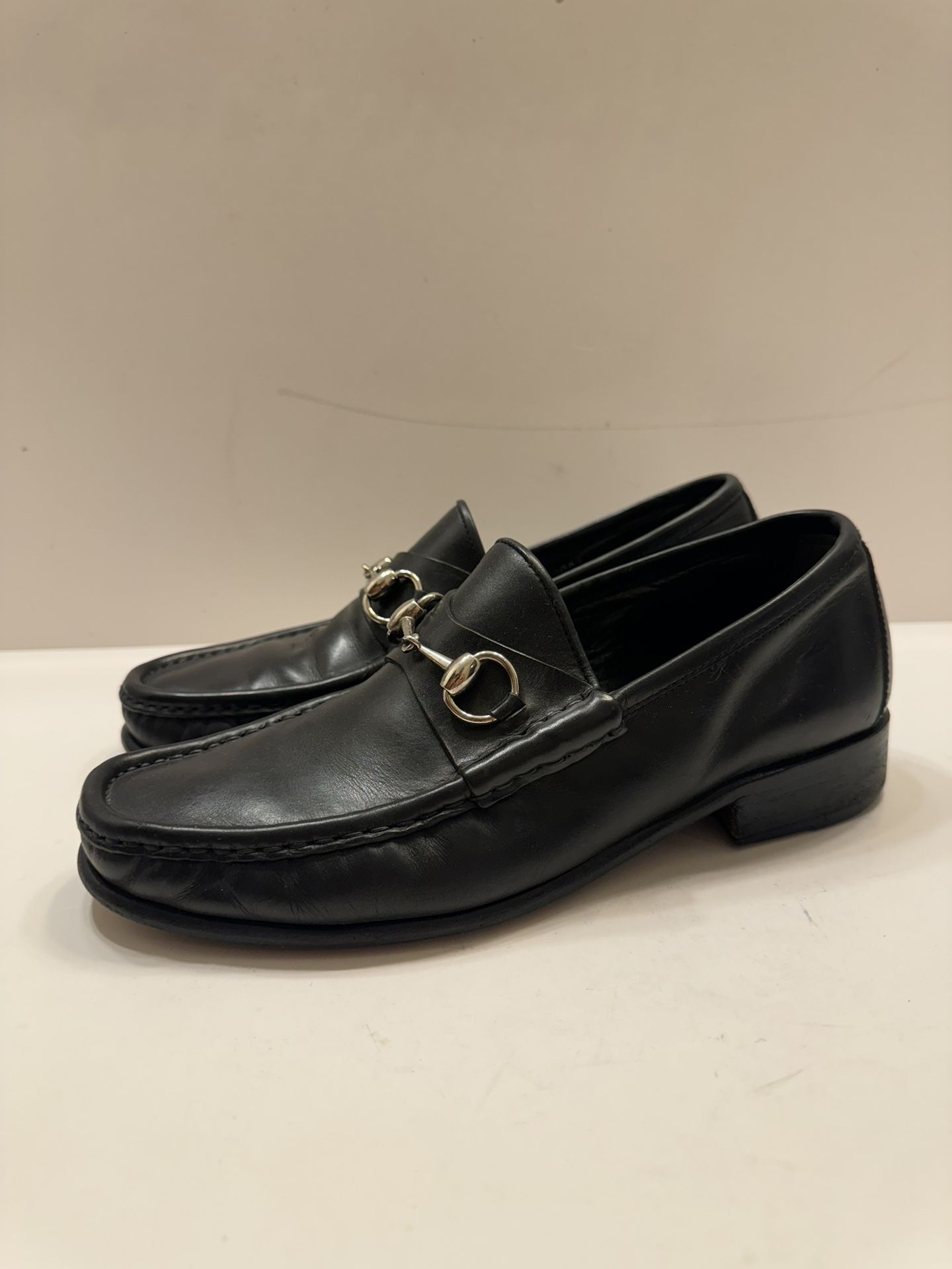 Gucci Men's Black Leather Horsebit Loafers US Size 7 D EUR 40 with COA