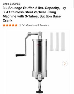SVOPES 3L Stainless Steel Sausage Stuffer with 3 Tubes